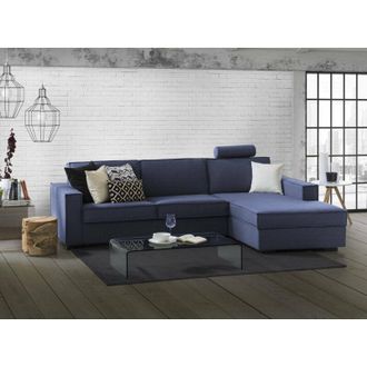 Talamo Italia Sofa Cama Adelia, Sof&aacute; De Esquina, 100% Made In Italy, Sof&aacute; Con Apertura Giratoria, Pen&iacute;nsula Contenedor Derecha, Con Reposabrazos Delgados, Cm 260x95