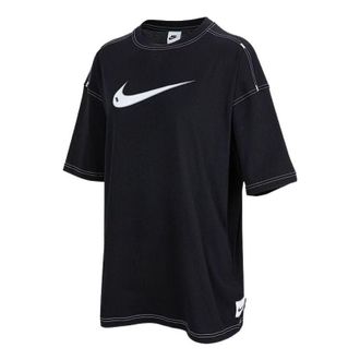 Nike (WMNS) Nike SS22 Logo Printing Casual Round Neck Short Sleeve Black T-Shirt DM6212-010