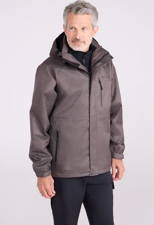 Mountain Warehouse Bracken Mens 3 in 1 Extreme Waterproof Jacket Warm Hooded Zip Up Winter Coat Grey Polyamide - Size X-Large