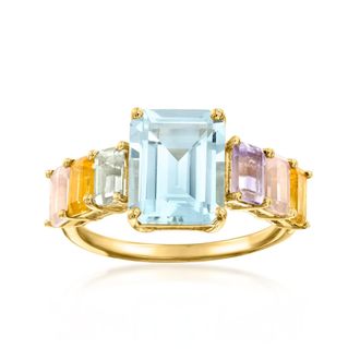 Ross-Simons Sky Blue Topaz and Multi-Gemstone Ring in 18kt Gold Over Sterling