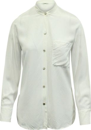 Vince Mandarin Collar Shirt in White Viscose