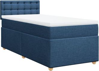 vidaXL Cama Box Spring Con Colch&oacute;n Tela Azul 80x200 Cm Vidaxl