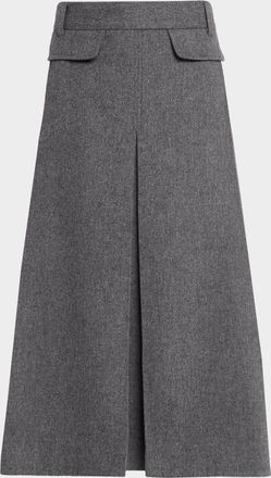 Co Front Pocket Pleated Wool-Cashmere Midi Skirt