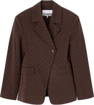 Ganni Blazer monopetto a pois - Marrone