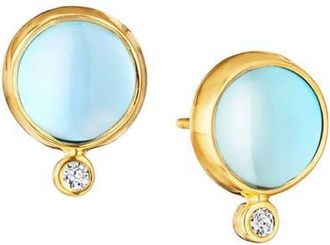 Syna Cirra Cabochon Studs in Blue Topaz at Nordstrom, Size Large
