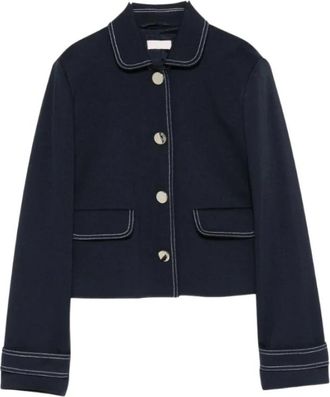 Liu Jo Korte Viscose Jas - Dames - Zomerjassen - Blauw - L - Jassen