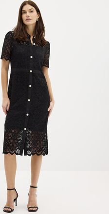 Contemporaine Womens Jewel buttons guipure dress