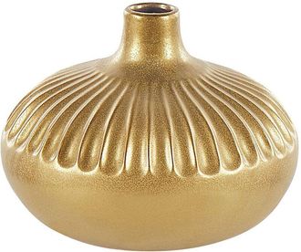 Beliani Florero Decorativo De Gres Dorado 20 Cm Accesorio Glamuroso Cercei