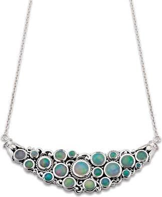 Samuel B. Sterling Silver Cluster Bib Necklace in Blue at Nordstrom Rack