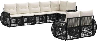 vidaXL Conjunto De Sof&aacute;s De Jard&iacute;n 8 Uds. Negro Y Blanco Crema Vidaxl