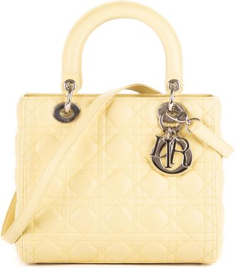 Dior Pre-owned Womens Medium Lady-D Shoulder Bag - Yellow - One Size