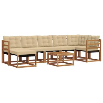 vidaXL Conjunto De Sof&aacute;s De Exterior Con Coj&iacute;n 8 Pcs Natural Y Beige Vidaxl