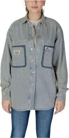 Replay W2188.000.850 89A Shirt met Lange Mouwen - Dames - Overhemden - Blauw - XS - Katoen - Overhemden