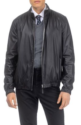 Gorski Mens Light Genuine Nappa Leather Jacket Reversible To Cashmere & Wool Crafted From Loro Piana in Black/gray at Nordstrom, Size X-Large