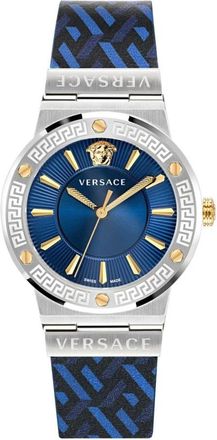 Versace Greca Logo Horloge - Dames - Horloges - Blauw - ONE Size - Leer - Accessoires