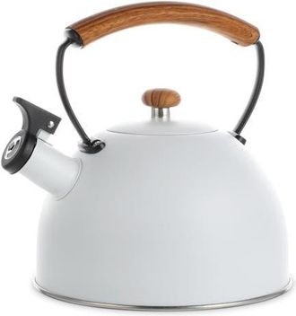 MegaChef 3.2 Quart Whistling Tea Kettle with Wood Grain Nylon Cool Touch Handle, Matte White at Nordstrom