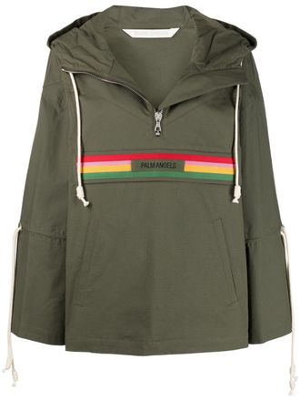 Palm Angels Giacca a righe con cappuccio - Verde