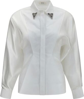Versace Camicia in Popeline di Cotone Ricamato - - Blouses & Shirts - Donna - Bianco - M