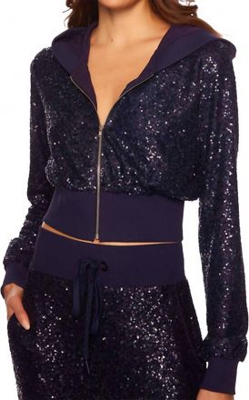 Susana Monaco Womens Sequin Zip Up Jacket In Thunder