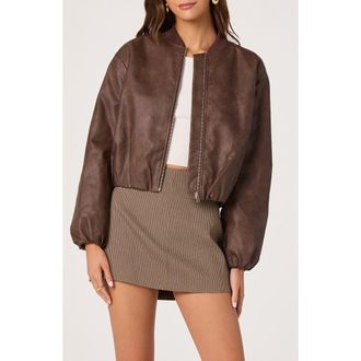 ASTR the Label Faux Leather Bomber Jacket in Brown at Nordstrom Rack, Size X-Large