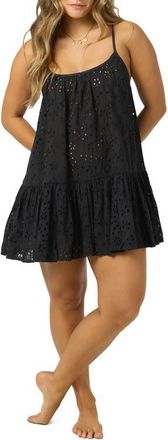 O'Neill Kylee Cotton Eyelet Cover-Up Minidress in Black at Nordstrom, Size X-Small
