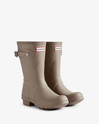 Hunter Original Short Rubber Womens Kettle Wellington Boots - Brown - Size UK 8