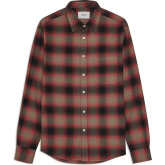 Nn.07 Deon 5465 Organic Cotton Button-Up Shirt in Red Check at Nordstrom, Size Xx-Large