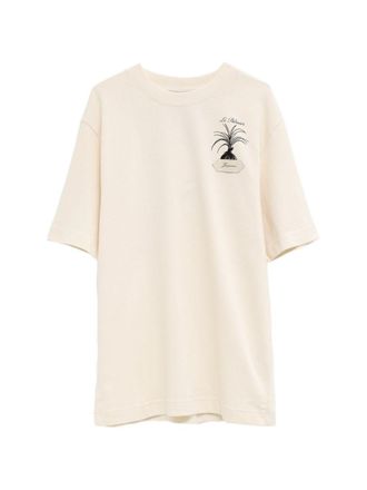 Jacquemus Light Beige Crew Neck T-Shirt with Artistic Graphic