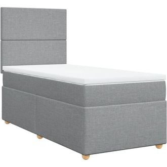 vidaXL Vidaxl - Cama Box Spring Con Colch&oacute;n Tela Gris Claro 100x200 Cm