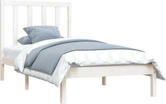 vidaXL Bed Frame without Mattress White Solid Wood Pine 100x200 cm Vidaxl