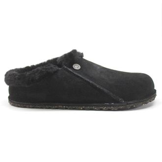 Birkenstock Zermatt Premium Shearling Suede Leather Unisex Slip On Sandals - Black Black - Size:UK 4.5