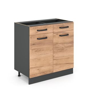 Vicco Mueble Bajo De Cocina R-line, Roble Dorado, 80 Cm Sin Encimera