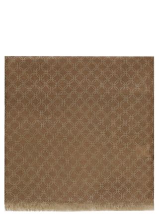 Altea Brown Wool-Blend Geometric Scarf