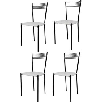 Tommychairs Tommychairs - Set 4 sedie modello Elegance per cucina bar e sala da pranzo, struttura in acciaio verniciata colore nero e seduta imbottita
