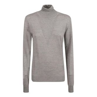Saint Laurent Turtlenecks, female, Gray, Size: M Cassandre Turtleneck Sweater
