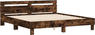 vidaXL Vidaxl - Cama Con Cabecero Madera De Ingenier&iacute;a Roble Ahumado 180x200 Cm