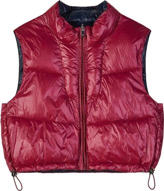Patrizia Pepe Omkeerbaar Vest met Hoge Hals - Dames - Bodywarmers - Rood - M - Jassen