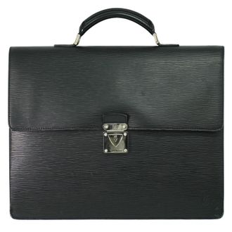 Louis Vuitton Neo Robusto 2 Briefcase Taiga Leather Black Leather Briefcase Bag (Pre-Owned)