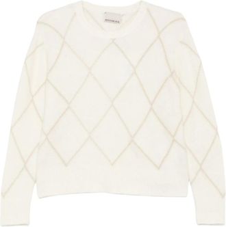 Pennyblack Argyle Ronde Hals Trui - Dames - Truien - Wit - Maat: M