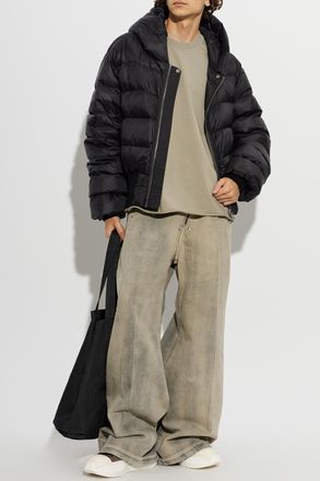 Rick Owens Quilted Jacket With Hood, Mens, Black