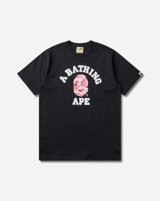 A Bathing Ape Men s ABC Camo College T-Shirt Black / Pink