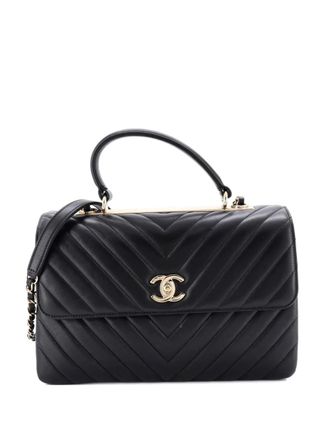 Chanel Trendy CC Top Handle Bag Chevron Lambskin Medium satchel - women - Calf Leather - One Size - Black