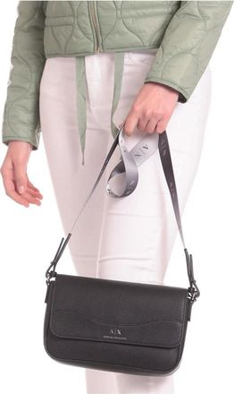 A|X Armani Exchange Tassen, Dames, Zwart, ONE Size, Polyester, Zwarte schoudertas met logodetails