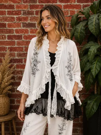 Paperlace London Vintage Romance Cardigan In White