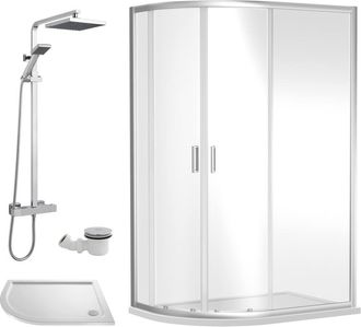 Balterley Offset Left Quadrant Tray Square Shower Waste 1000x 800mm in White