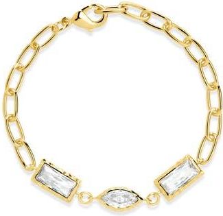 Sterling Forever Tate Cubic Zirconia Chain Bracelet in Gold at Nordstrom Rack