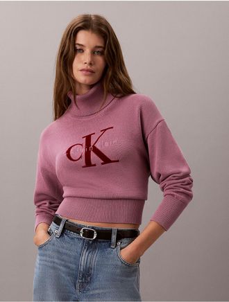 Calvin Klein Jeans Calvin Klein Womens Monologo Turtleneck Sweater - Red - XL