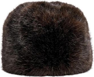 Cesare Gaspari Faux Fur Winter Hat - Dames - Hoeden - Bruin - ONE Size - Leer - Accessoires