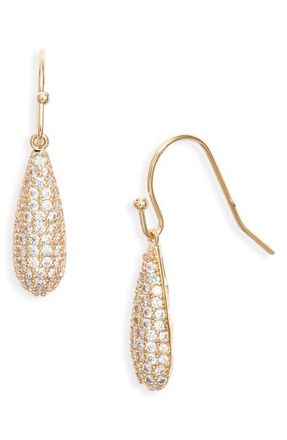 Nordstrom Cubic Zirconia Pav&eacute; Drop Earrings in Clear- Gold at Nordstrom