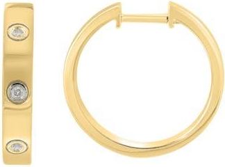 Effy 14K Gold Plated Sterling Silver Diamond Huggie Hoop Earrings at Nordstrom Rack